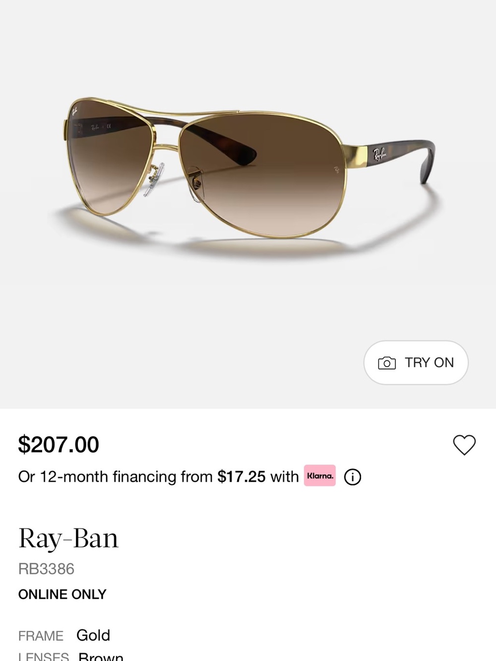 Ray-Ban Gold Frame Brown Gradient Aviator Sunglasses